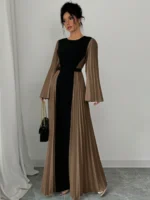 Robe Longue à Manches Évasées et Plissée - Image 4