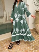 Robe Longue à Volants, Col Fendu - Image 2