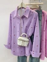 Chemise à Rayures avec Imprimé Cœur - Image 5